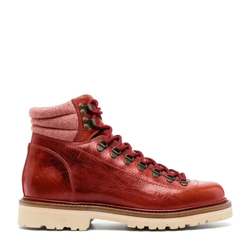Wine Padded Ankle Lace Up boots
