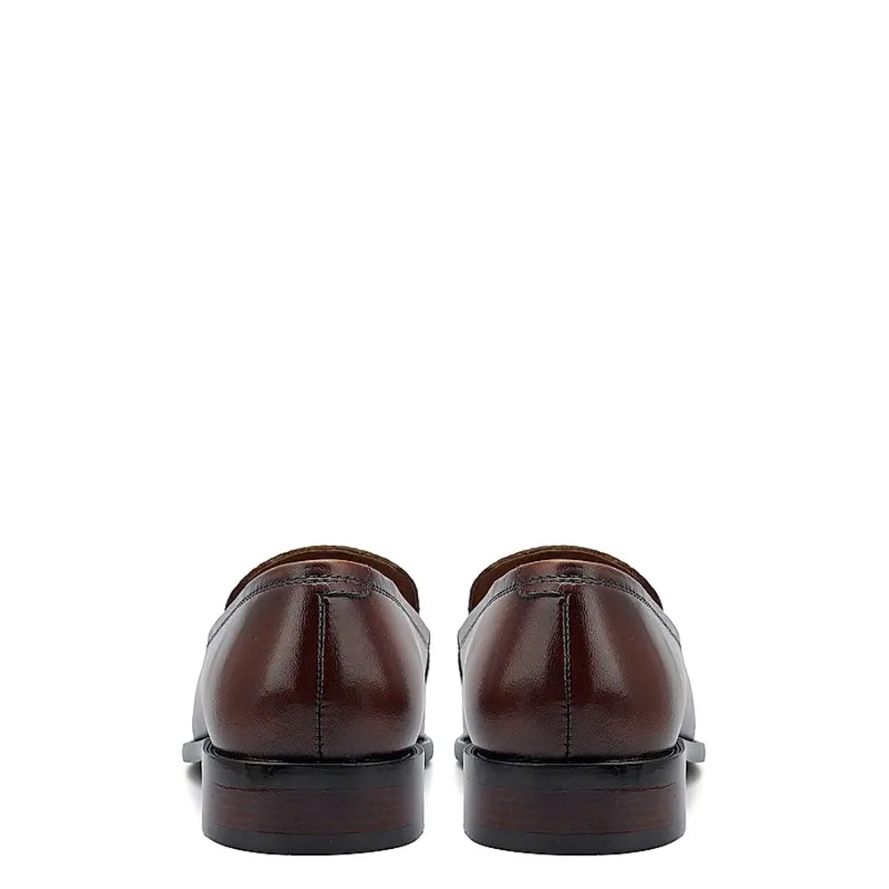 Men Textured Leather Stylish Penny Brown Loafer