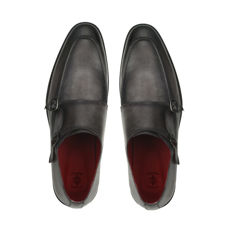Classic Solid Leather Double Monk Shoe