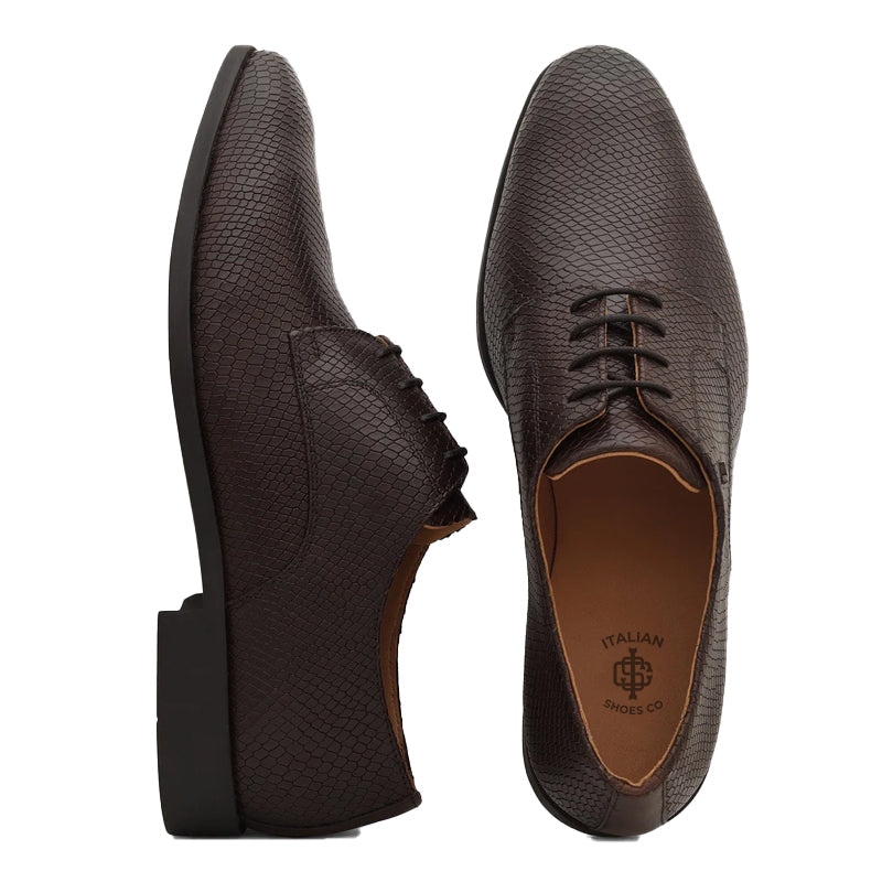 Leather Lace Up Derby Shoes For Men
