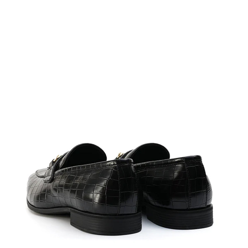 Men Horsebit Croc Effect Slip On Shoes