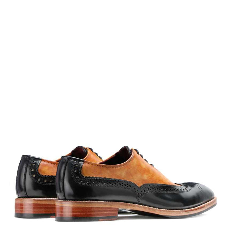 Men Wingtip Solid Leather Formal Oxford Tan Shoe