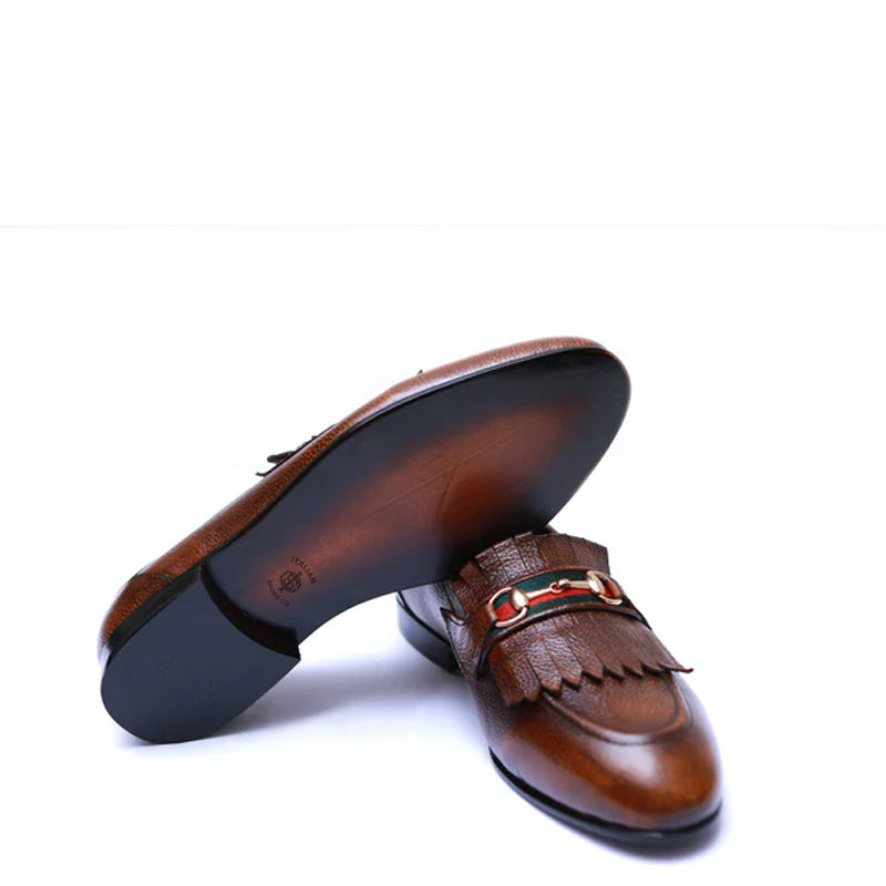 Men Handmade Solid Leather Buckled Loafer