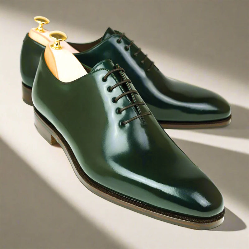Men Wholecut Plain Shiny Leather Oxford Shoe