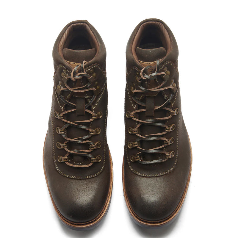 Leather Lace Up Mid Top Ankle Boots For Men