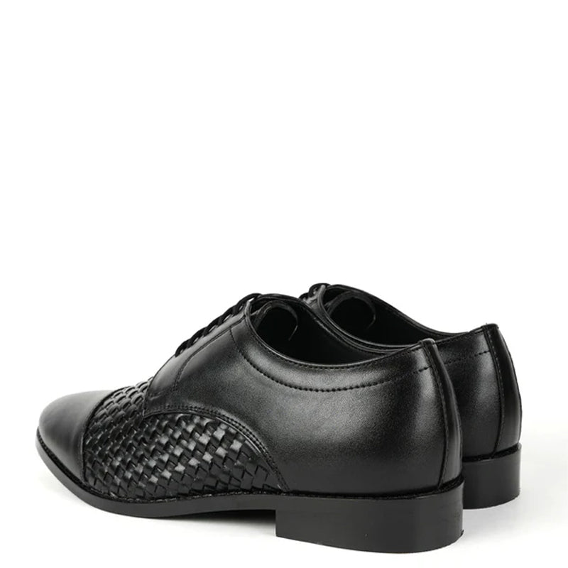 Men Braided Captoe Leather Oxford Tan Shoe