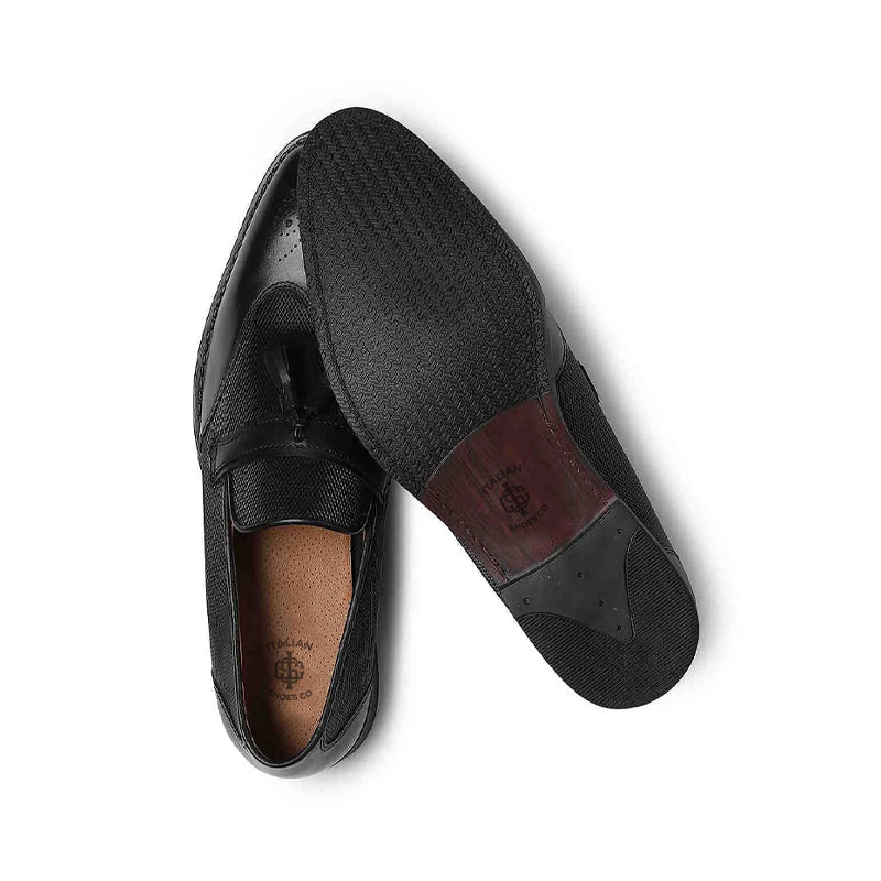 Men Wingtip Solid Leather Tassel Loafer