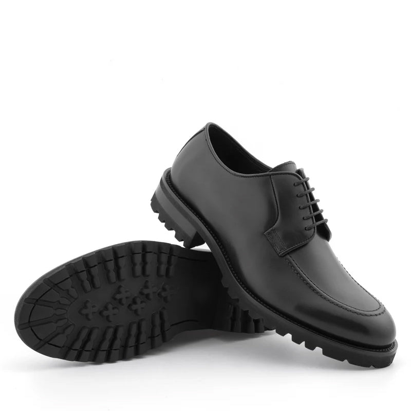 Men Classic Plain Solid Leather Derby Shoe