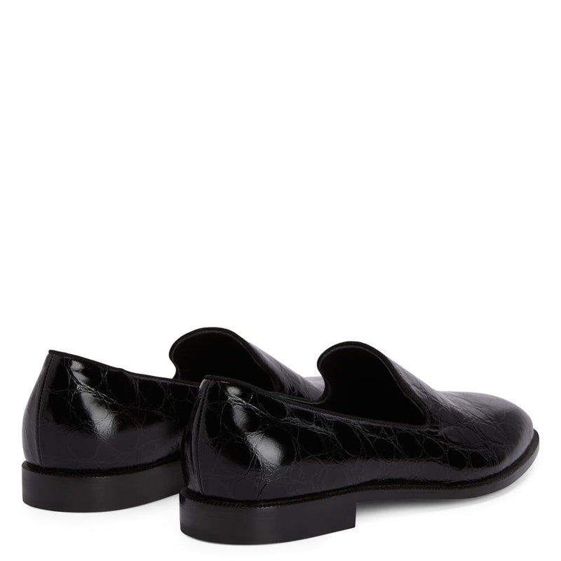 Pure Solid Leather Croco Textured Brown Loafer