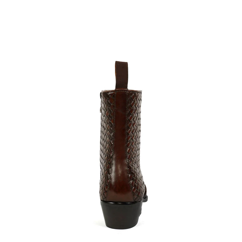Premium Handwoven Leather Chelsea Cuban Boot