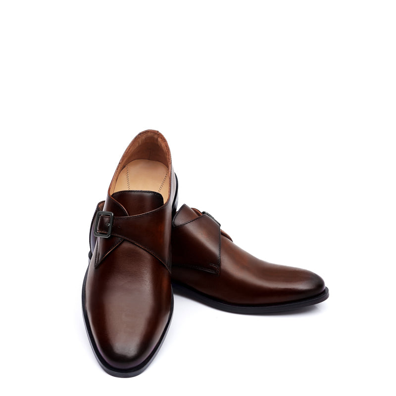 Premium Single Monk Strap Leather Blue Shoe For Men