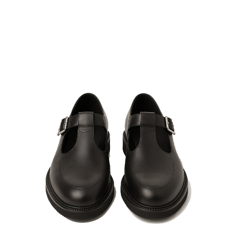 Men s Black Leather T bar Dress Shoe
