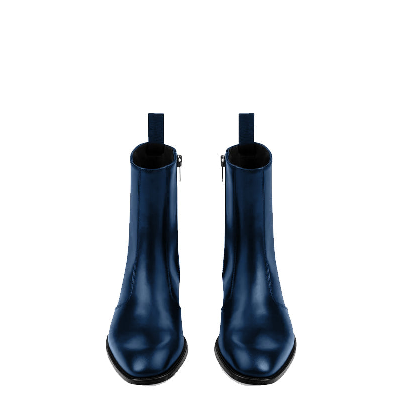 Side Zip Boot - Blue Leather