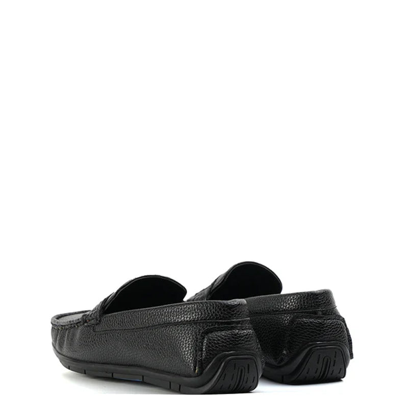 Classic Textured Leather Driving Blue Loafer