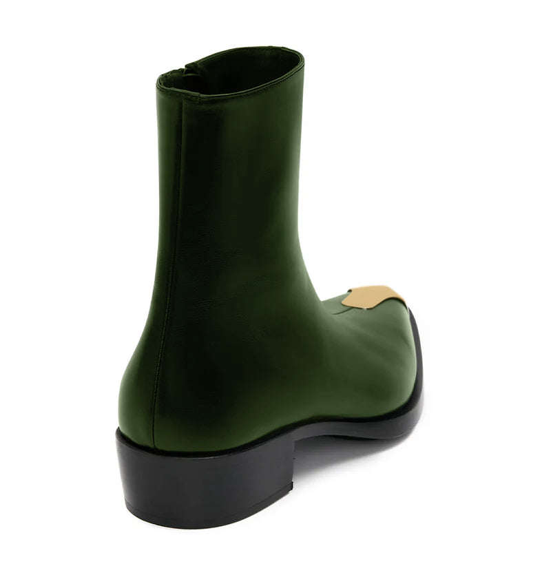 Punk Leather Boots Golden Toe