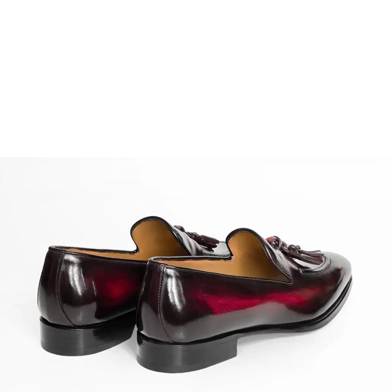 Pure Shiny Leather Tassel Burgundy Loafer