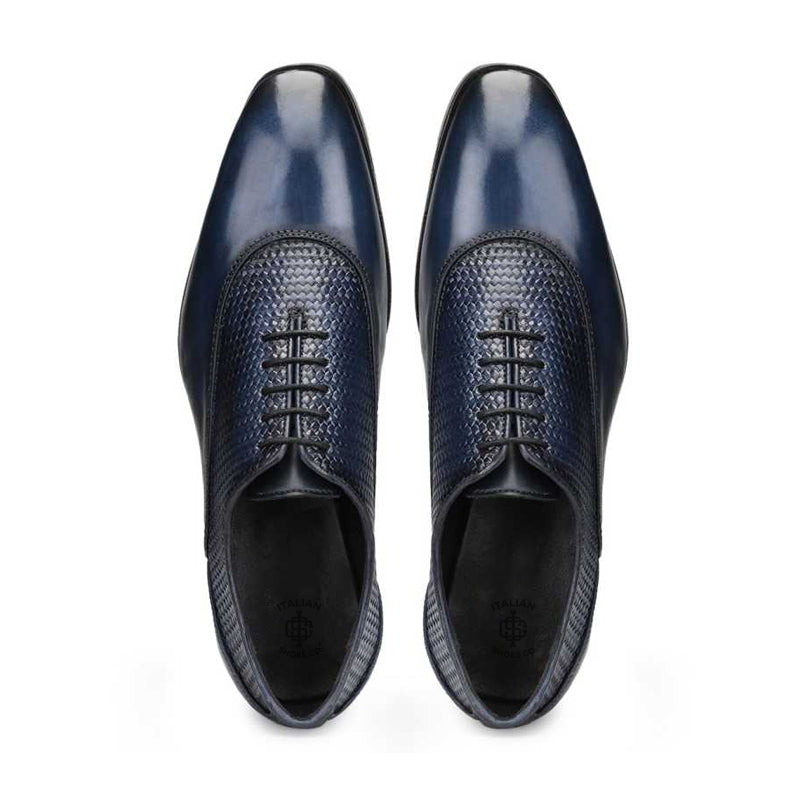 Men Dual Textured Solid Leather Oxford Shoe