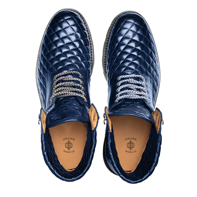 Blue Timeless Lace-Up Leather Boots