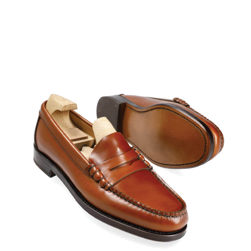 Penny Handmade Polished Leather Burgundy Loafer
