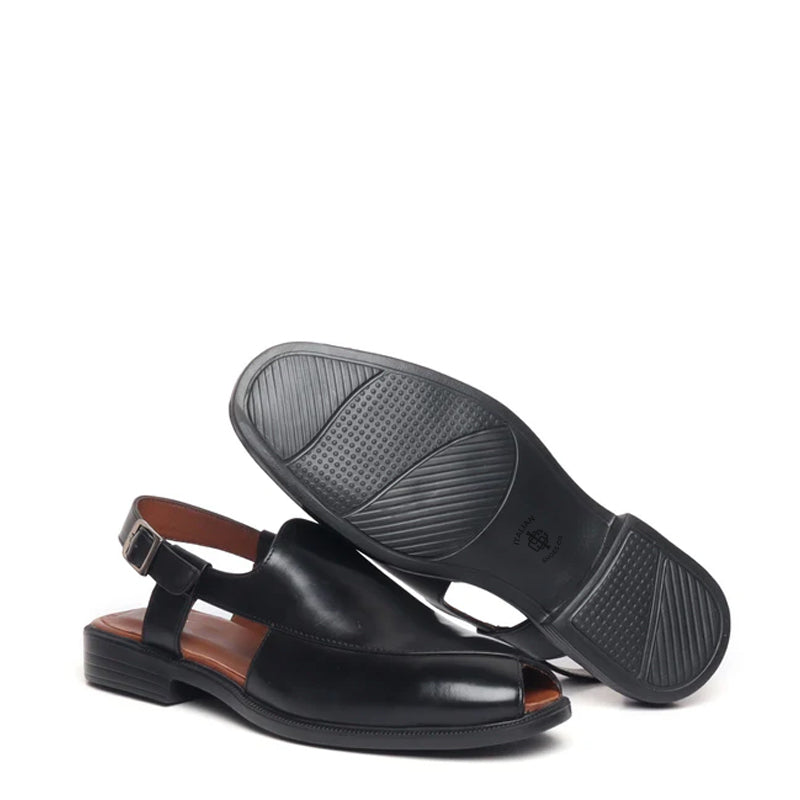 Cross Design Leather Comfort Peshawari Brown Sandal