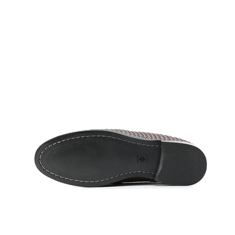 Woven Slip On Leather Loafer For Men