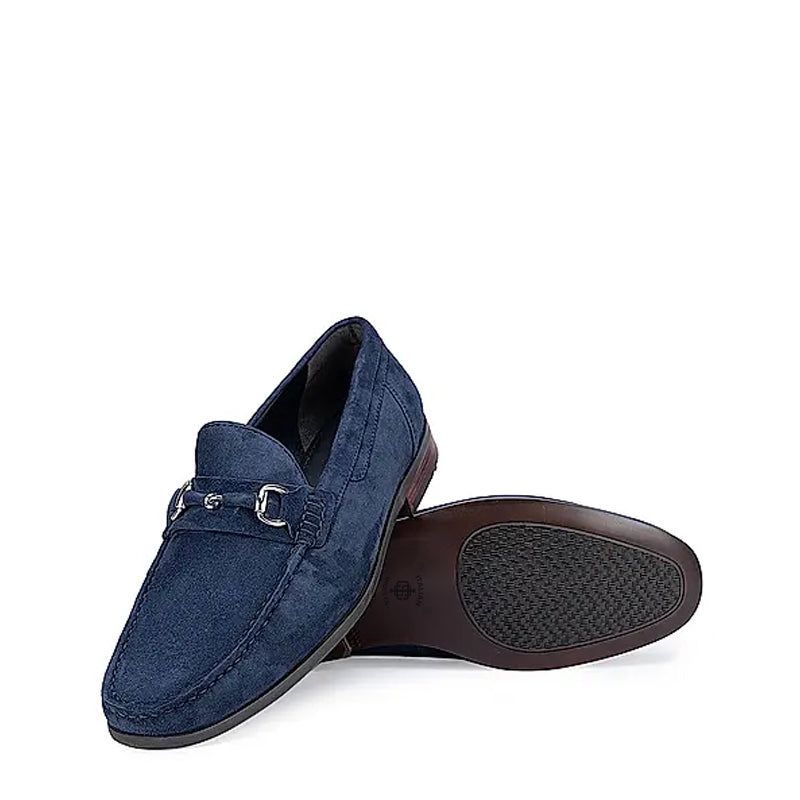 Suede Leather Formal Horsebit Buckled Loafer Burgundy