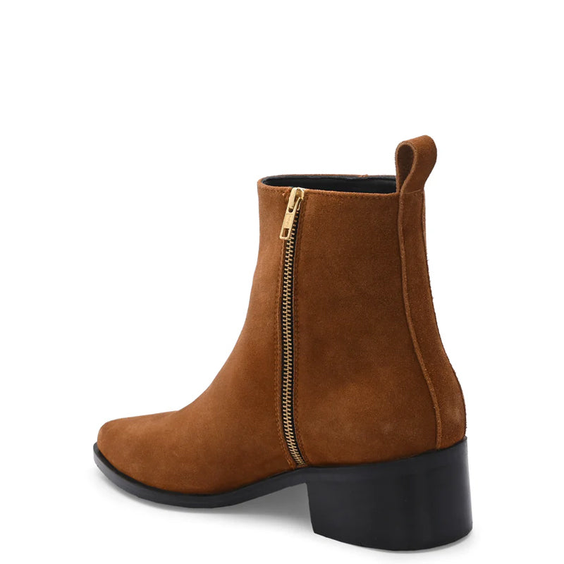 Suede Leather High Heel Side-Zipper Boot