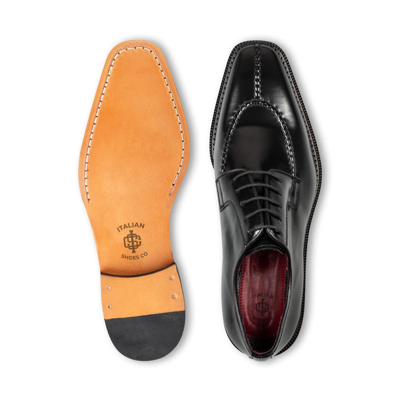 Handpainted Crust Leather Split Toe Derby Shoe Cherry