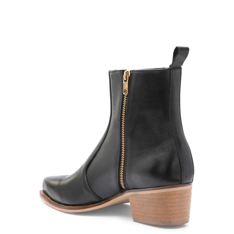 Polished Leather High Heel Side-Zipper Boot