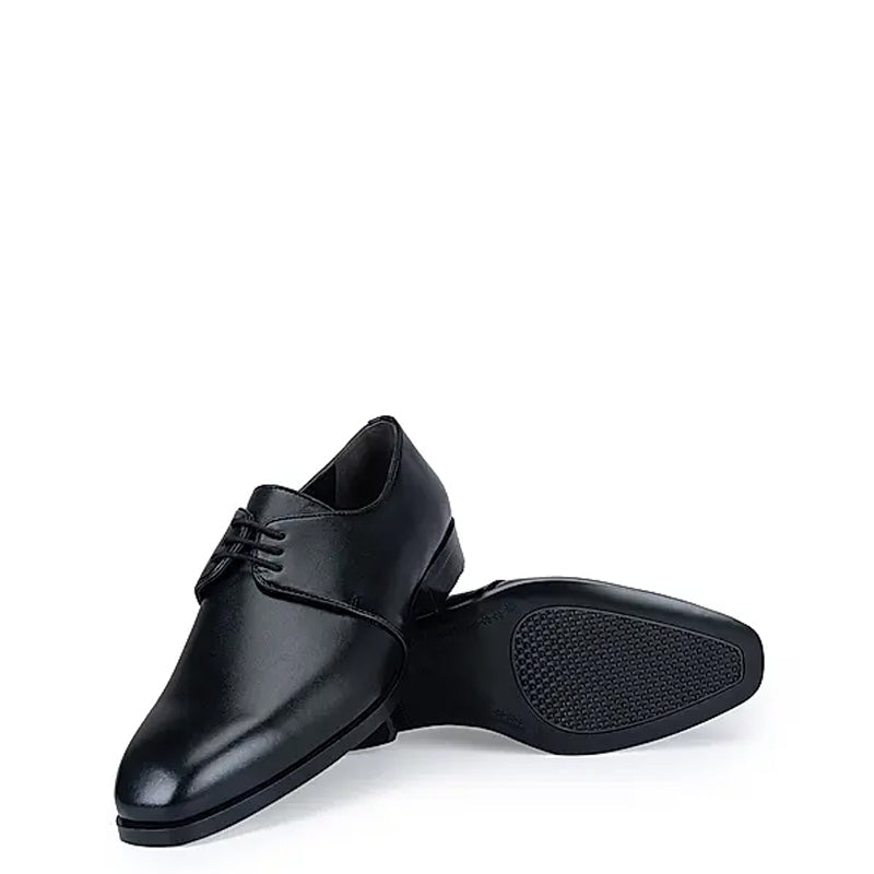 Plain Solid Leather Lace-Up Formal Derby Shoe