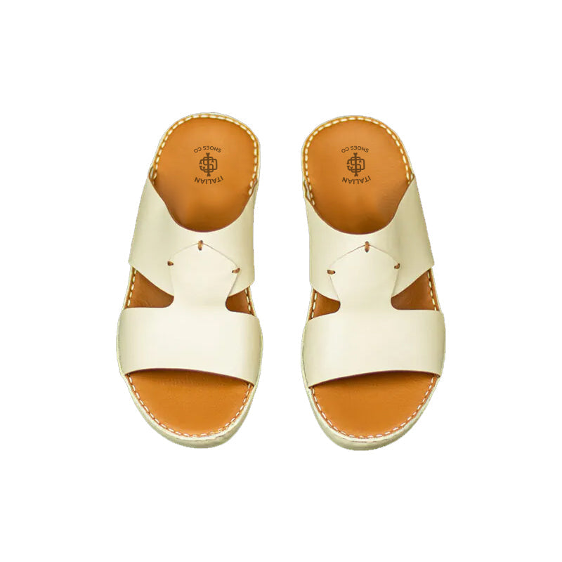 Accented Slip On Comfort Arabic White Sandal