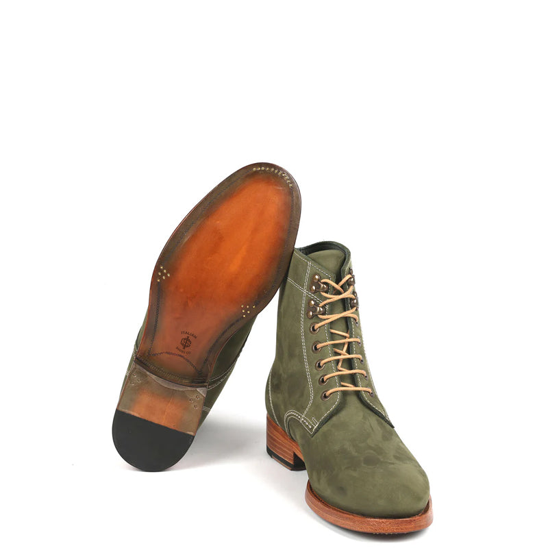 Men Suede Handmade Lace Up Leather Ankle Boots