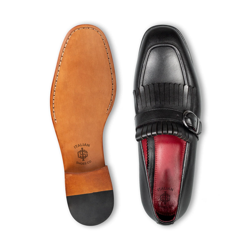 Premium Midnight Leather Single Monk Strap Shoe