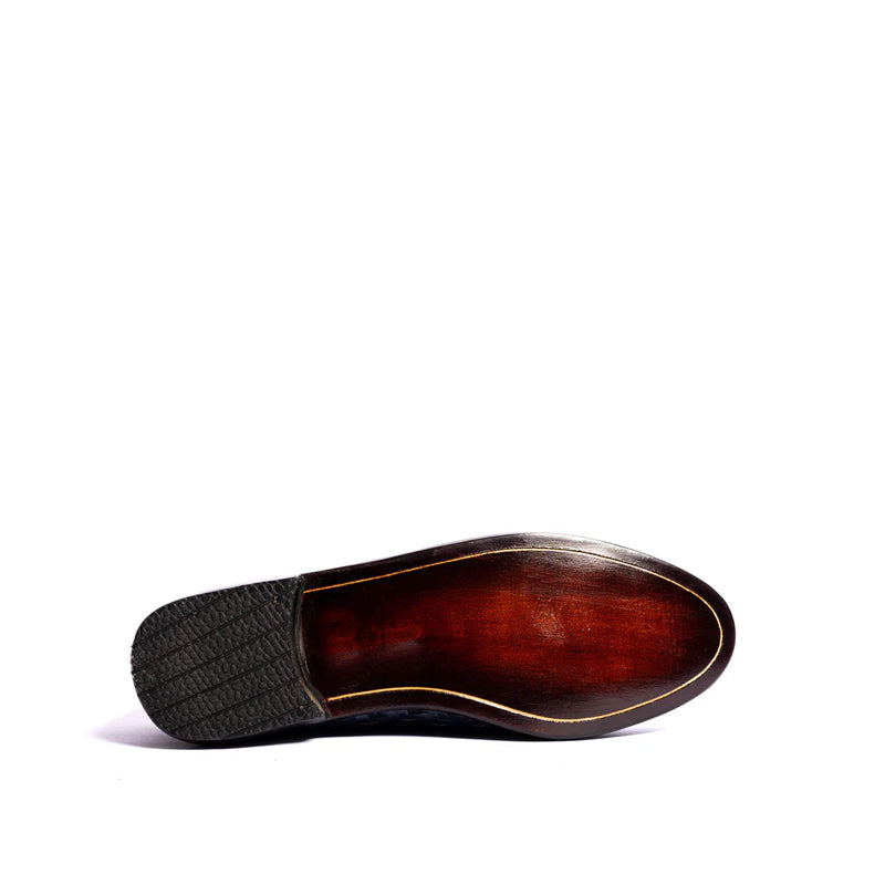 Pure Woven Leather Horsebit Buckled Loafer