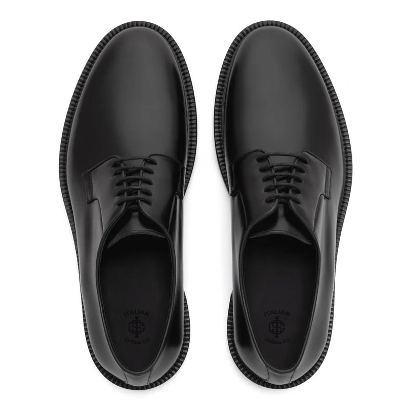 Premium Lace Up Leather Derby Black Shoe