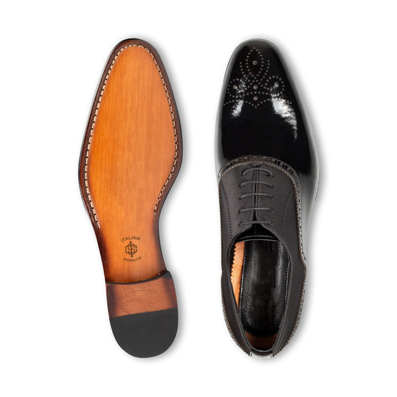 Men Patent Shiny Leather Handmade Oxford Shoe