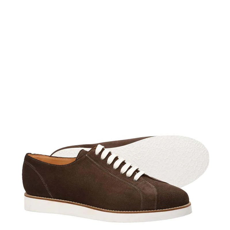 Classic Handmade Suede Lace-Up Blue Sneaker