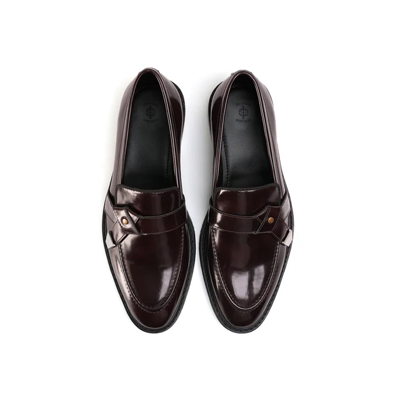 Men Slip On Polished Leather Formal Black Loafer