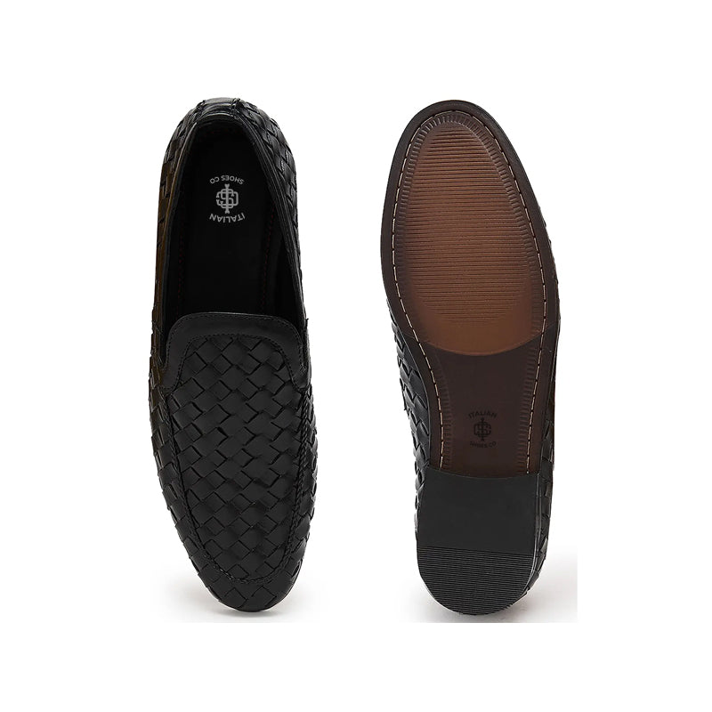 Men Woven Textured Handmade Pure Leather Loafer