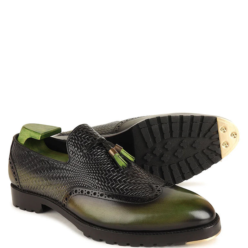 Patina Handmade Wingtip Leather Tassel Loafer