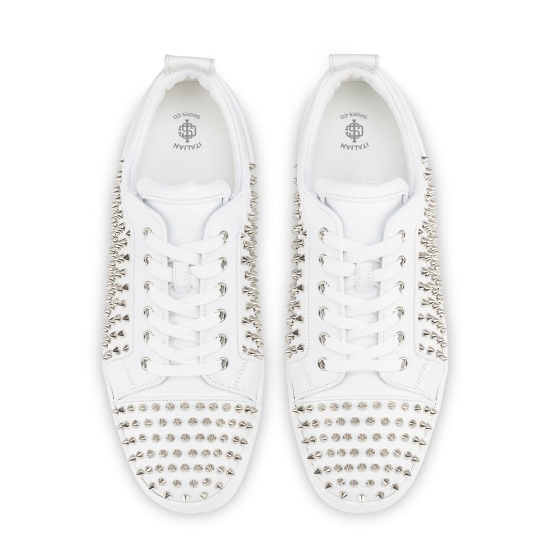 Men Casual Leather Lace Up White Sneaker
