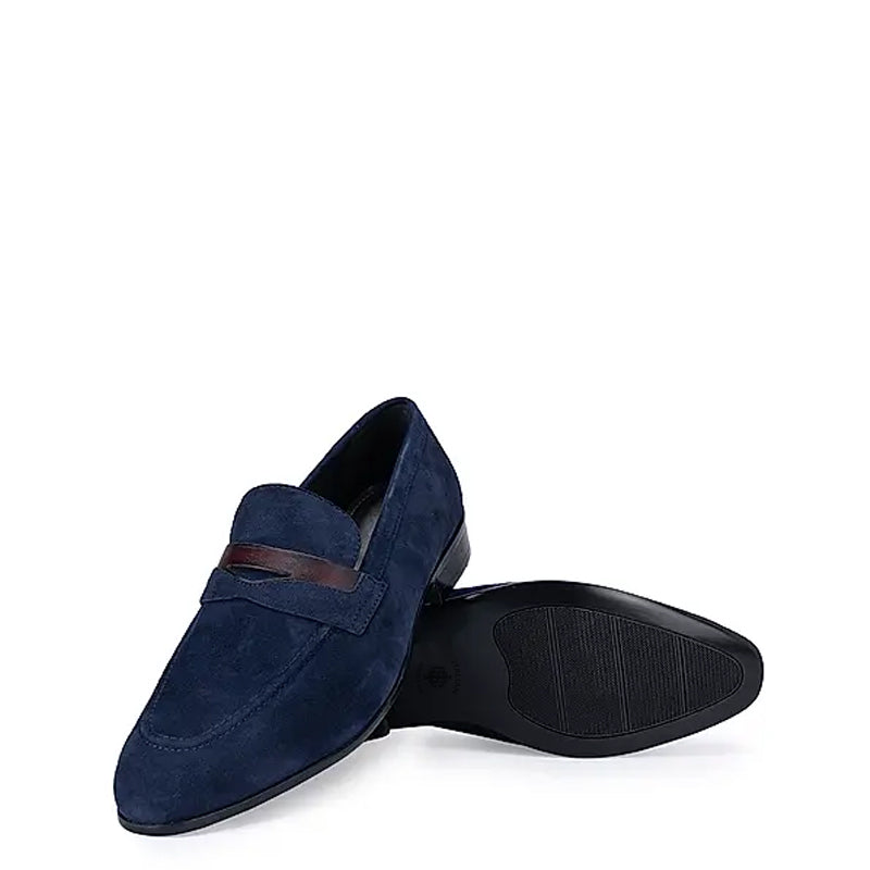 Classic Burgundy Suede Leather Penny Moccasins Loafer