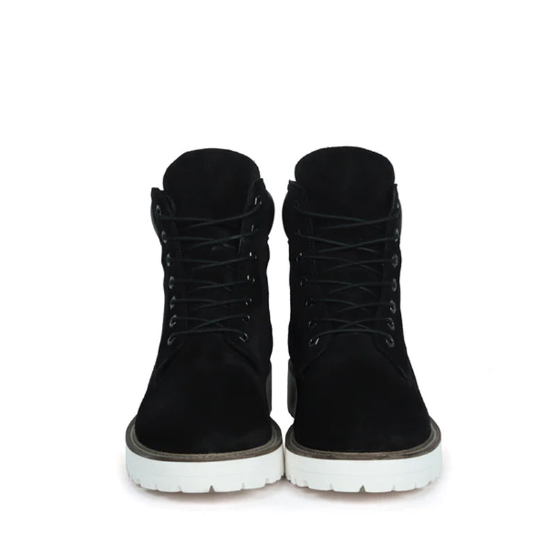 Suede Leather Lace-Up Biker Beige Boot