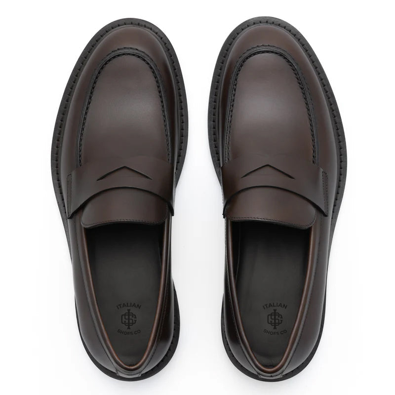 Classic Penny Solid Black Leather Loafers
