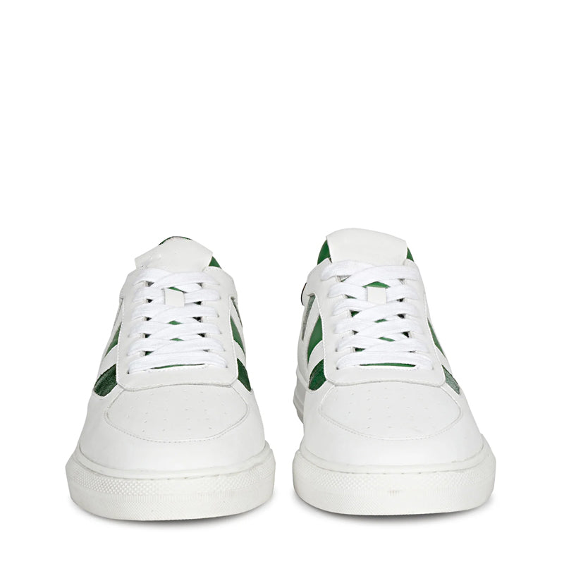 Leather Handcrafted White and Orange Sneaker For Men