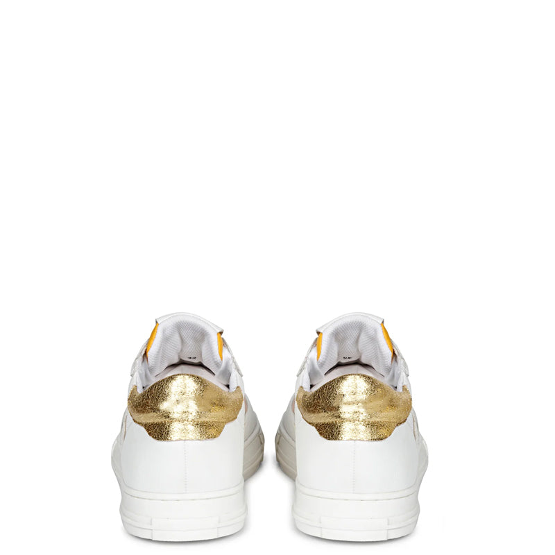 Leather Handcrafted White and Green Sneaker For Men