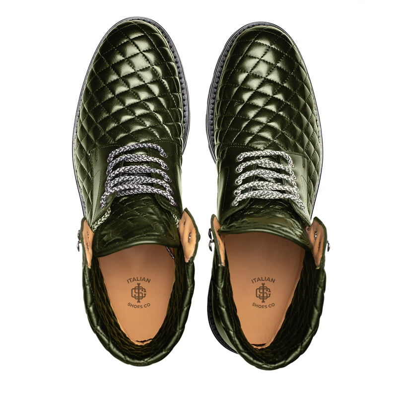Green Timeless Lace-Up Leather Boots