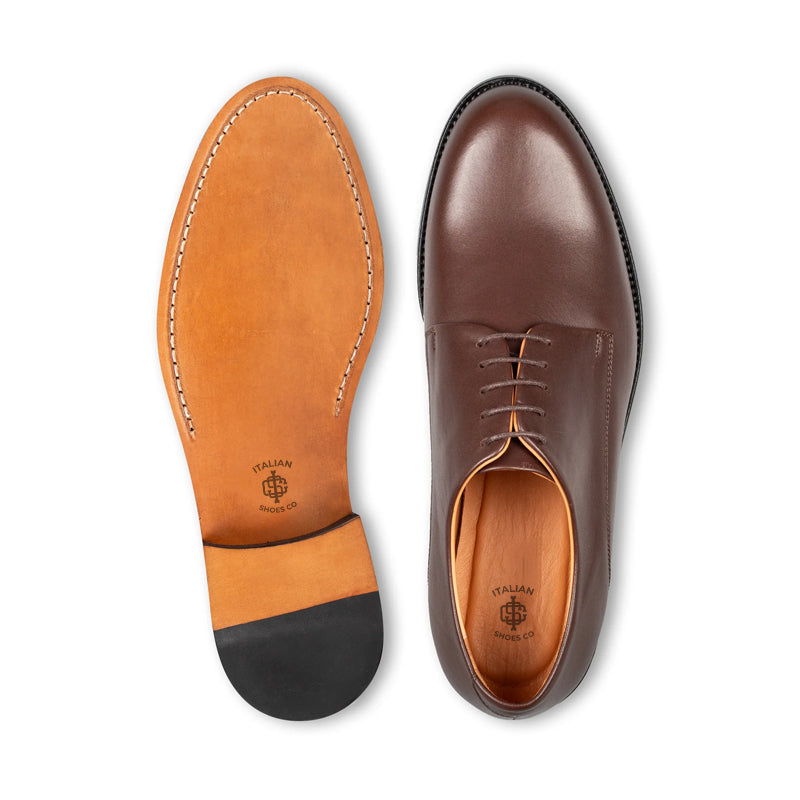 Polished Plain Italian Leather Derby Shoe