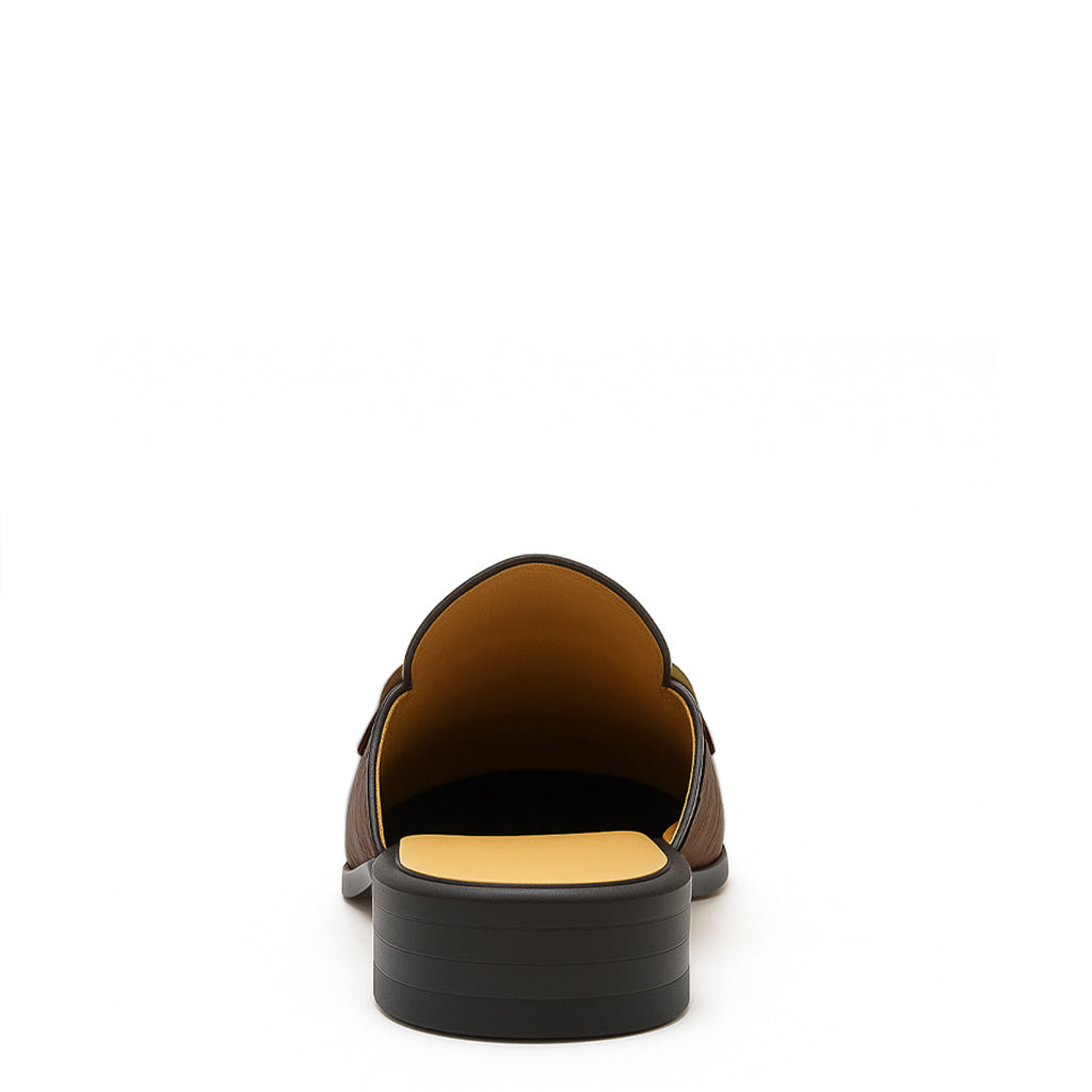 Embellished Textured Leather Mule