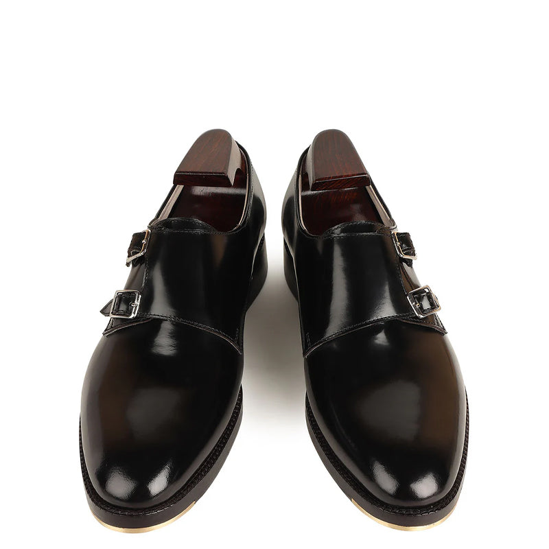 Classic Leather Formal Double Monk Straps Shoe